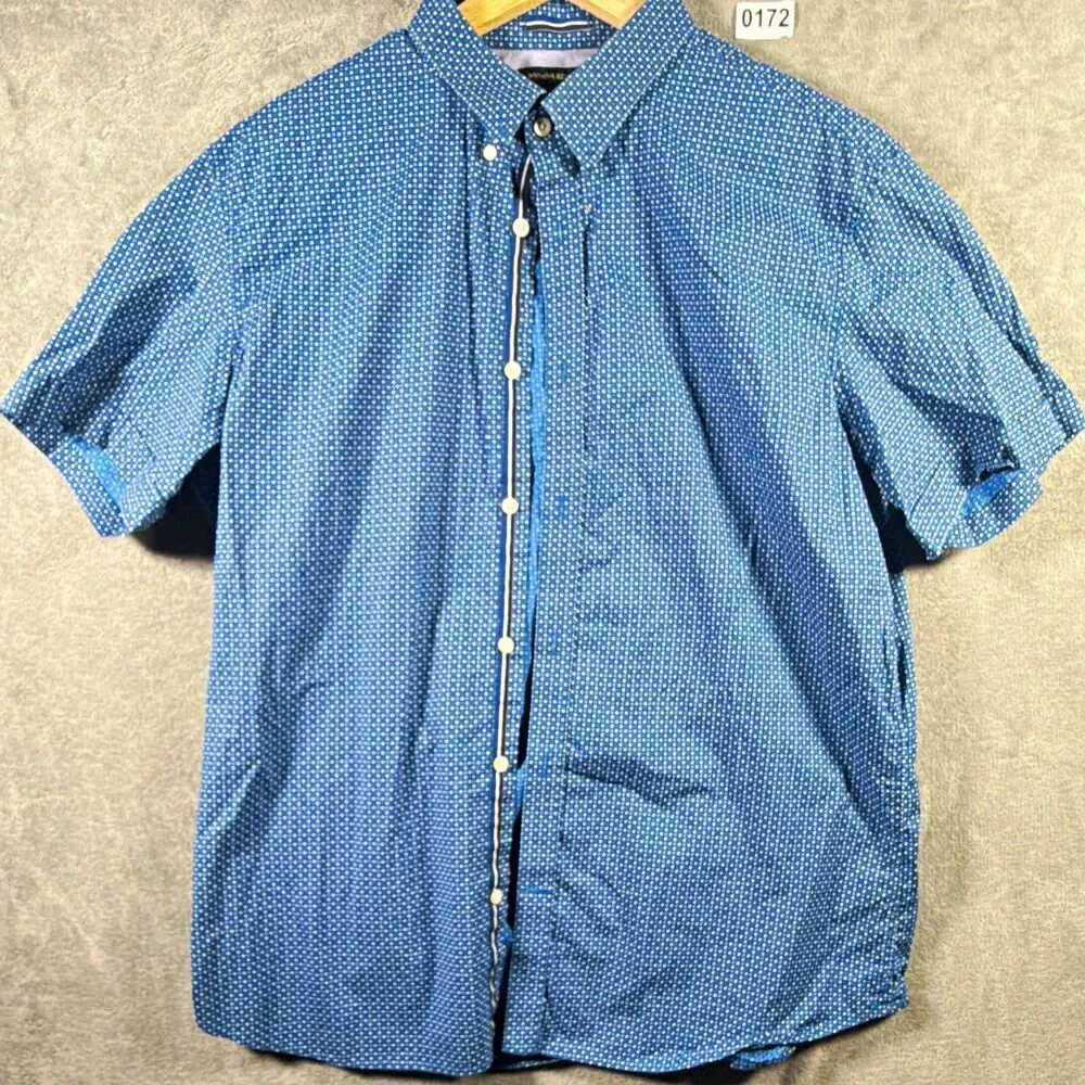 Banana Republic Men’s XL Blue/White Geometric Short Sleeve Button-Down Shirt